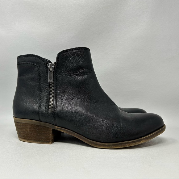 Lucky Brand Breah Booties Womens Size 9 Black Leather Double Zipper Ankle Boot - Picture 3 of 13